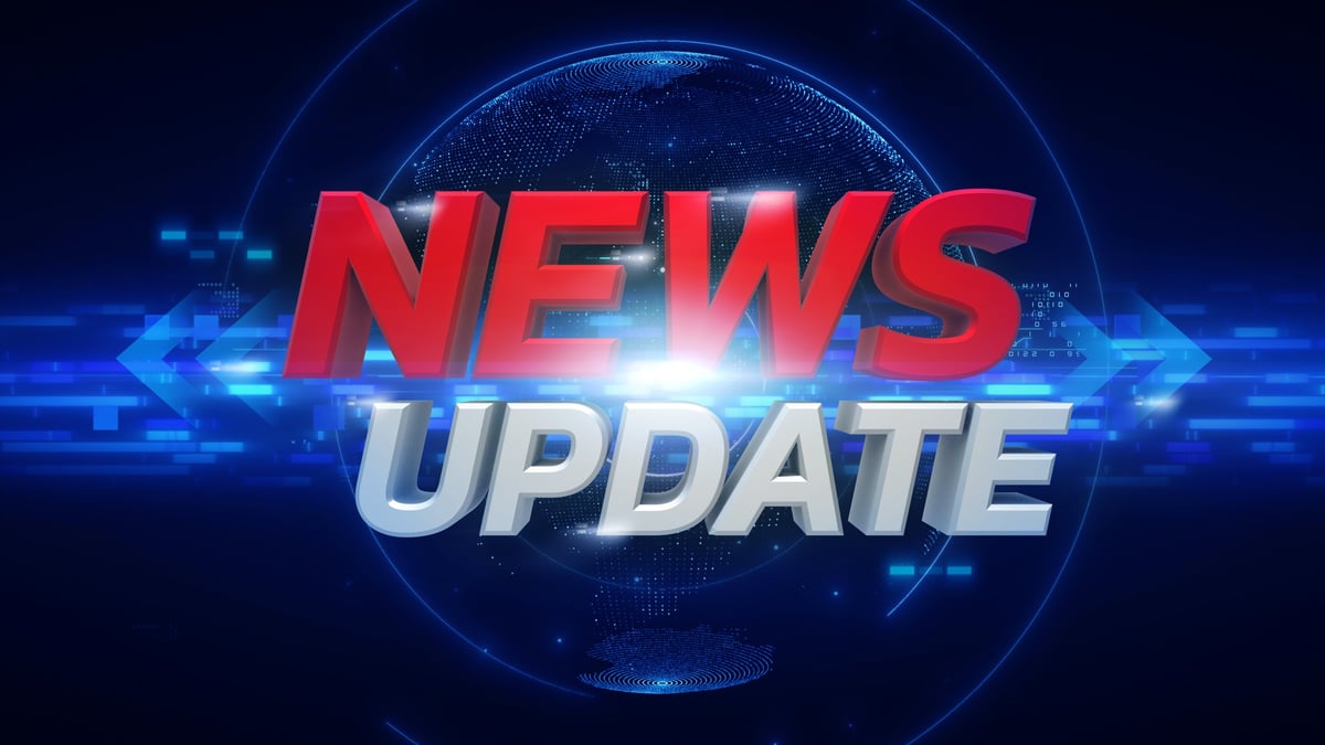 Broadcast graphic title, News Update, 3D rendering